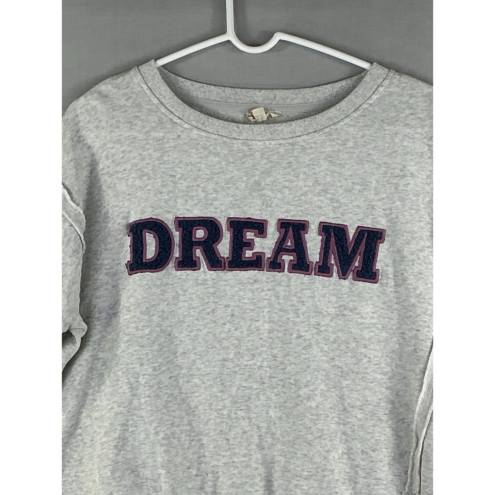 Hem‎ & Thread Womens Medium Gray DREAM Pullover Sweatshirt Cotton Casual